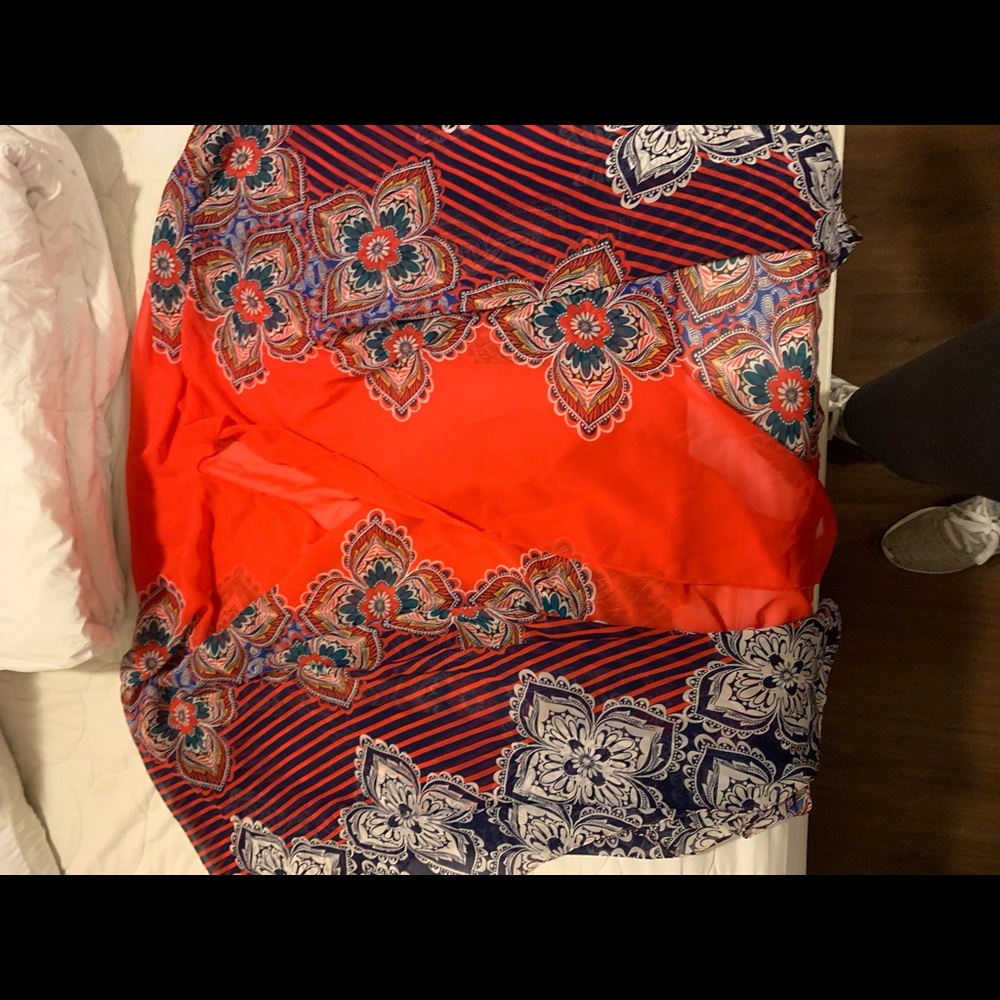 Express Red and Blue Floral Scarf